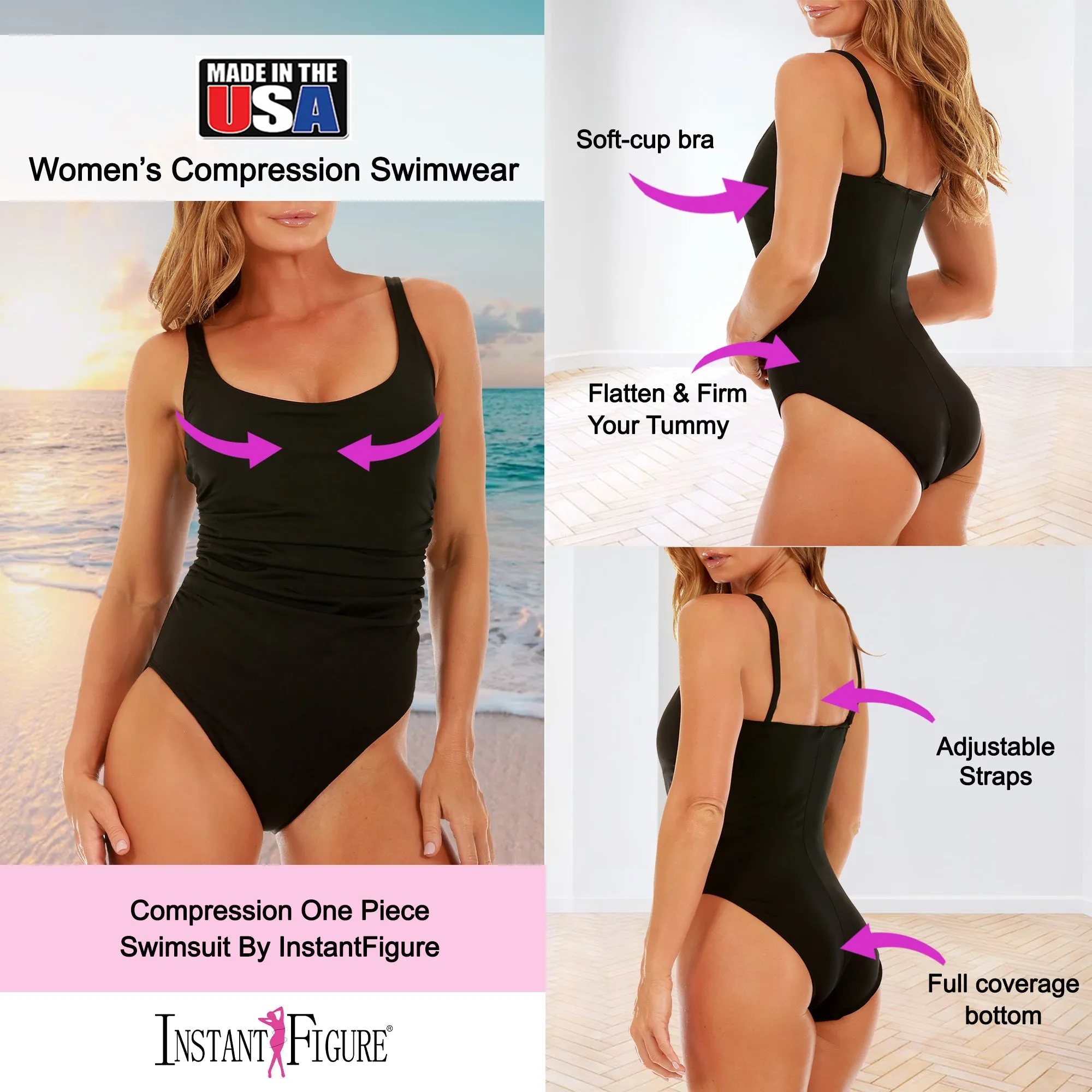 InstantFigure Plus Size Swimsuit Scoop with shirred side One Piece 13592PC