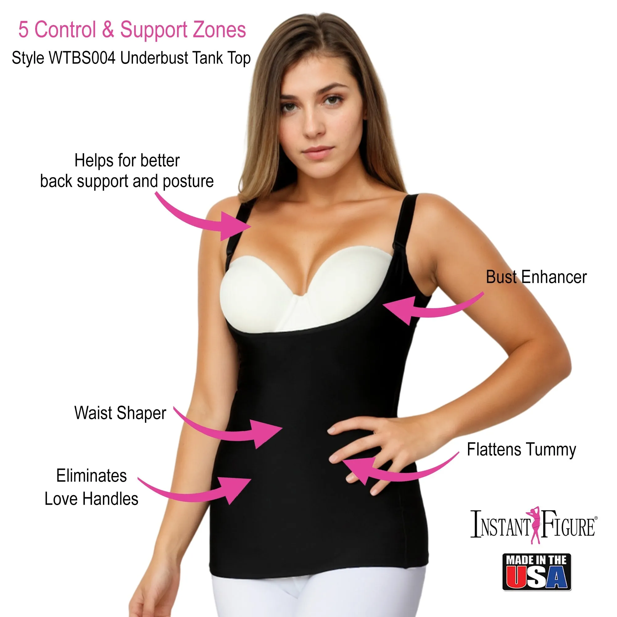 InstantFigure Underbust Tank Top with Bra Straps WTBS004