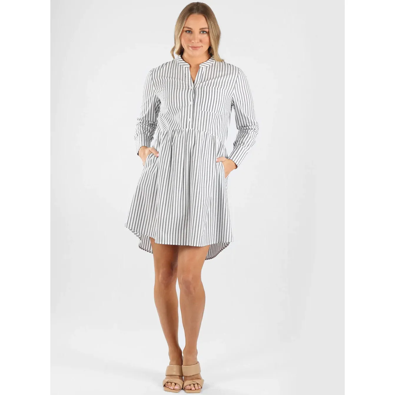 Iris Maternity & Nursing Dress - Navy Stripes (Small)