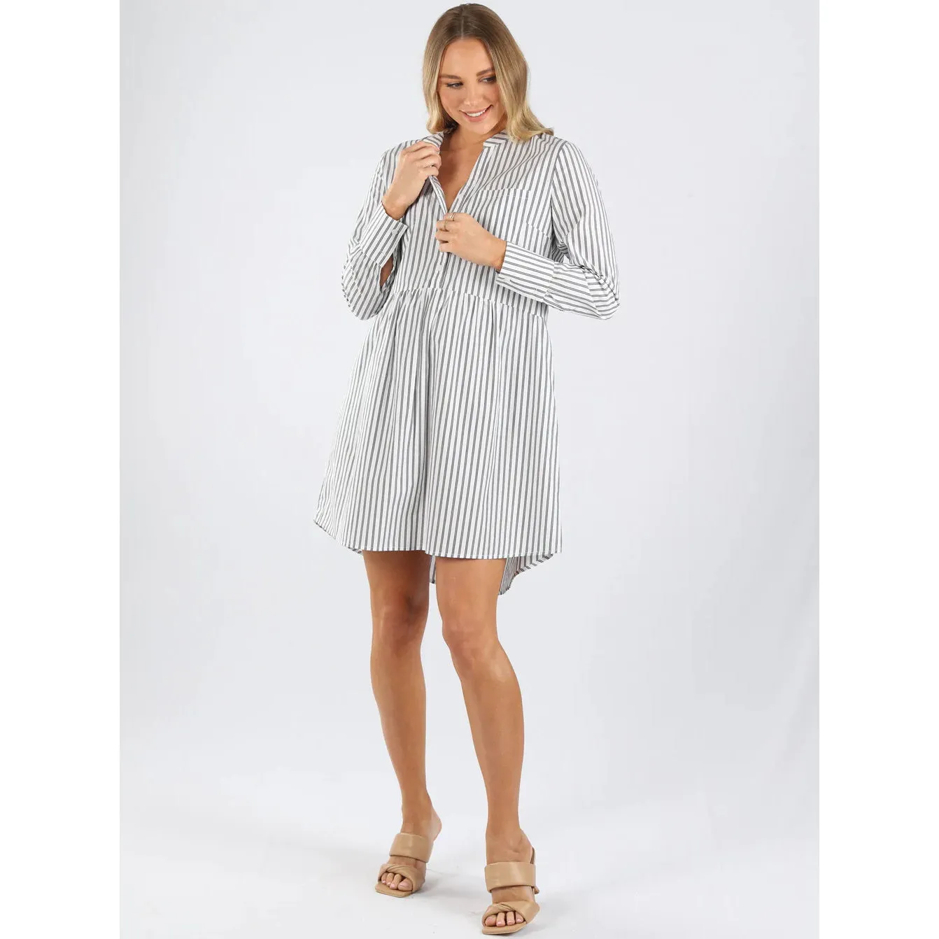 Iris Maternity & Nursing Dress - Navy Stripes (Small)