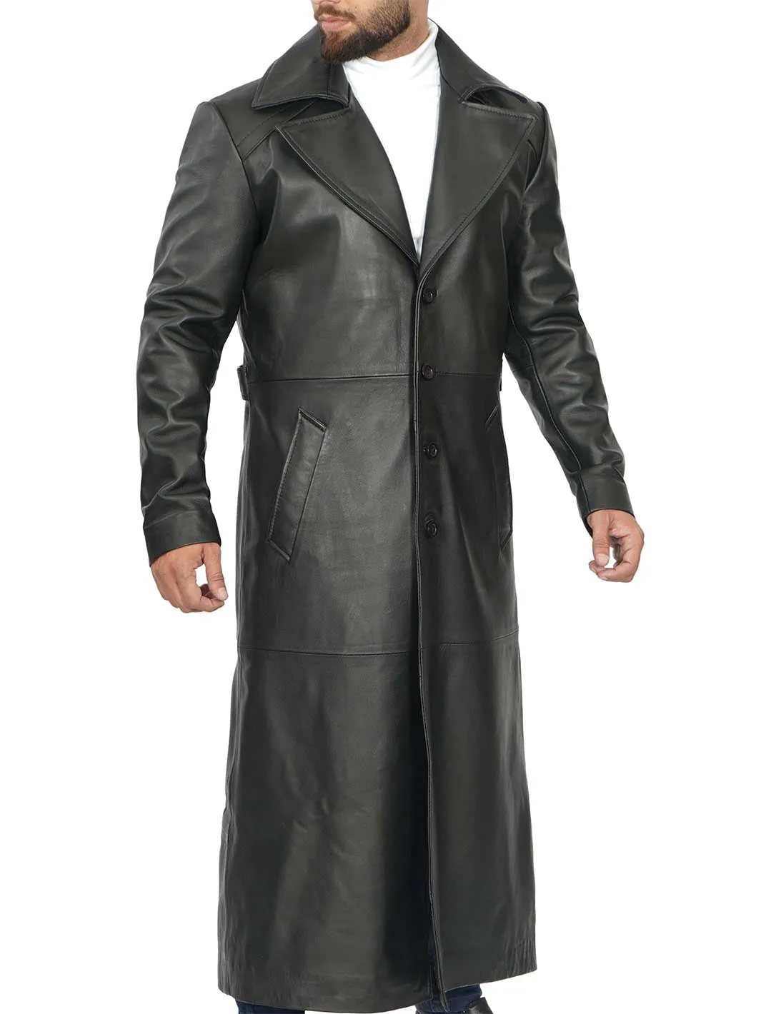 Jackson Men's Black Leather Long Coat