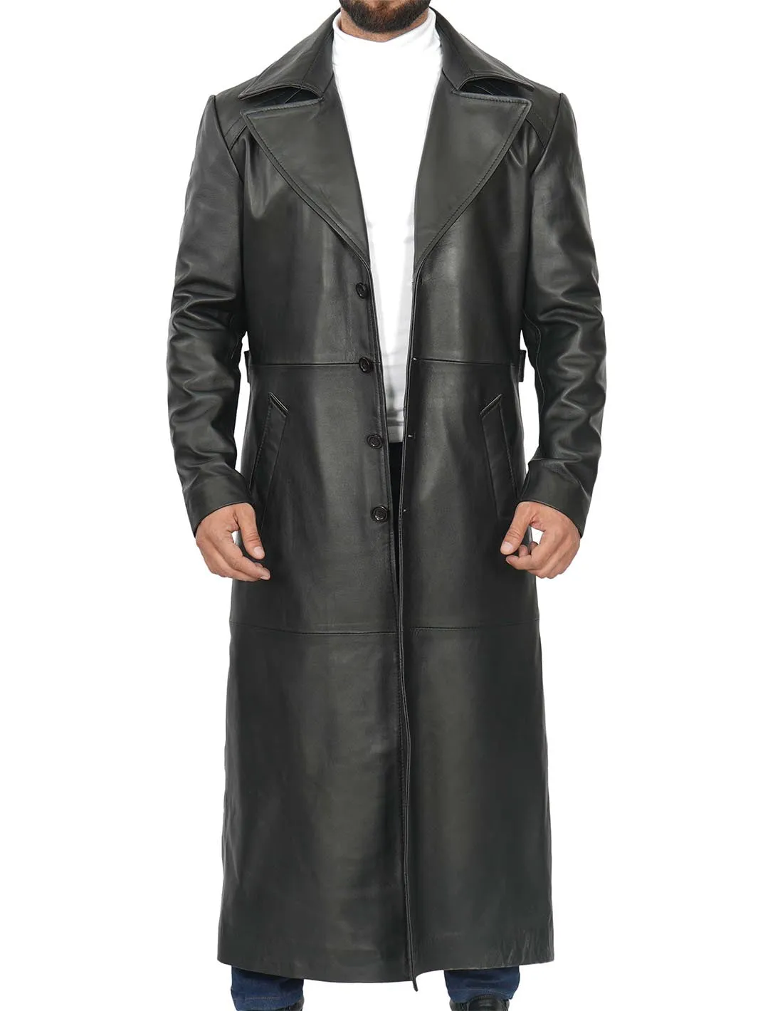 Jackson Men's Black Leather Long Coat