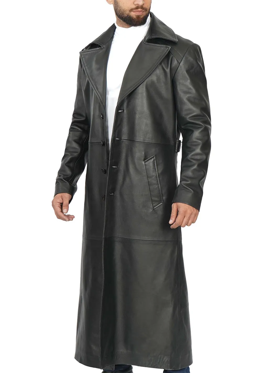 Jackson Men's Black Leather Long Coat