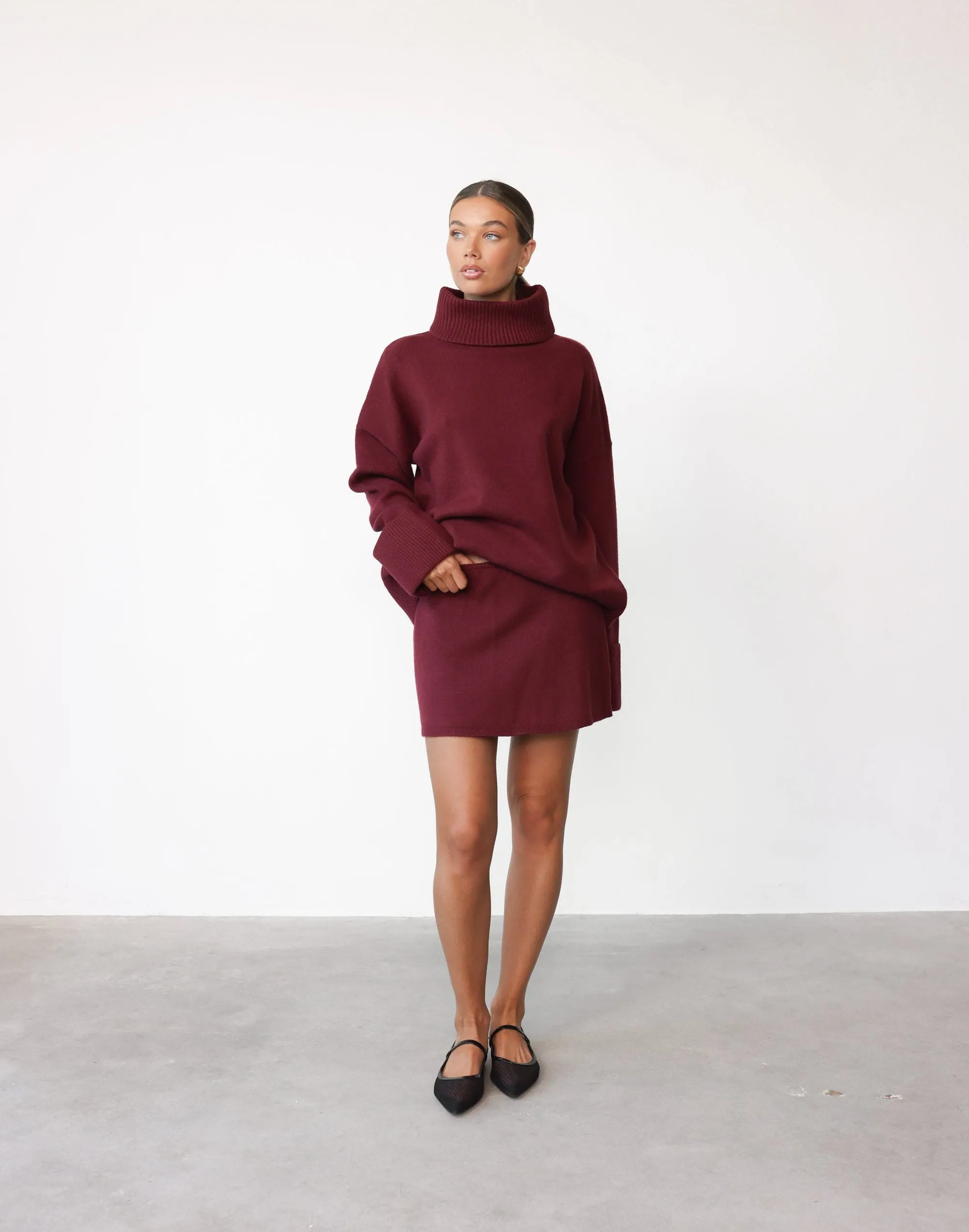 Joey Mini Skirt (Wine)