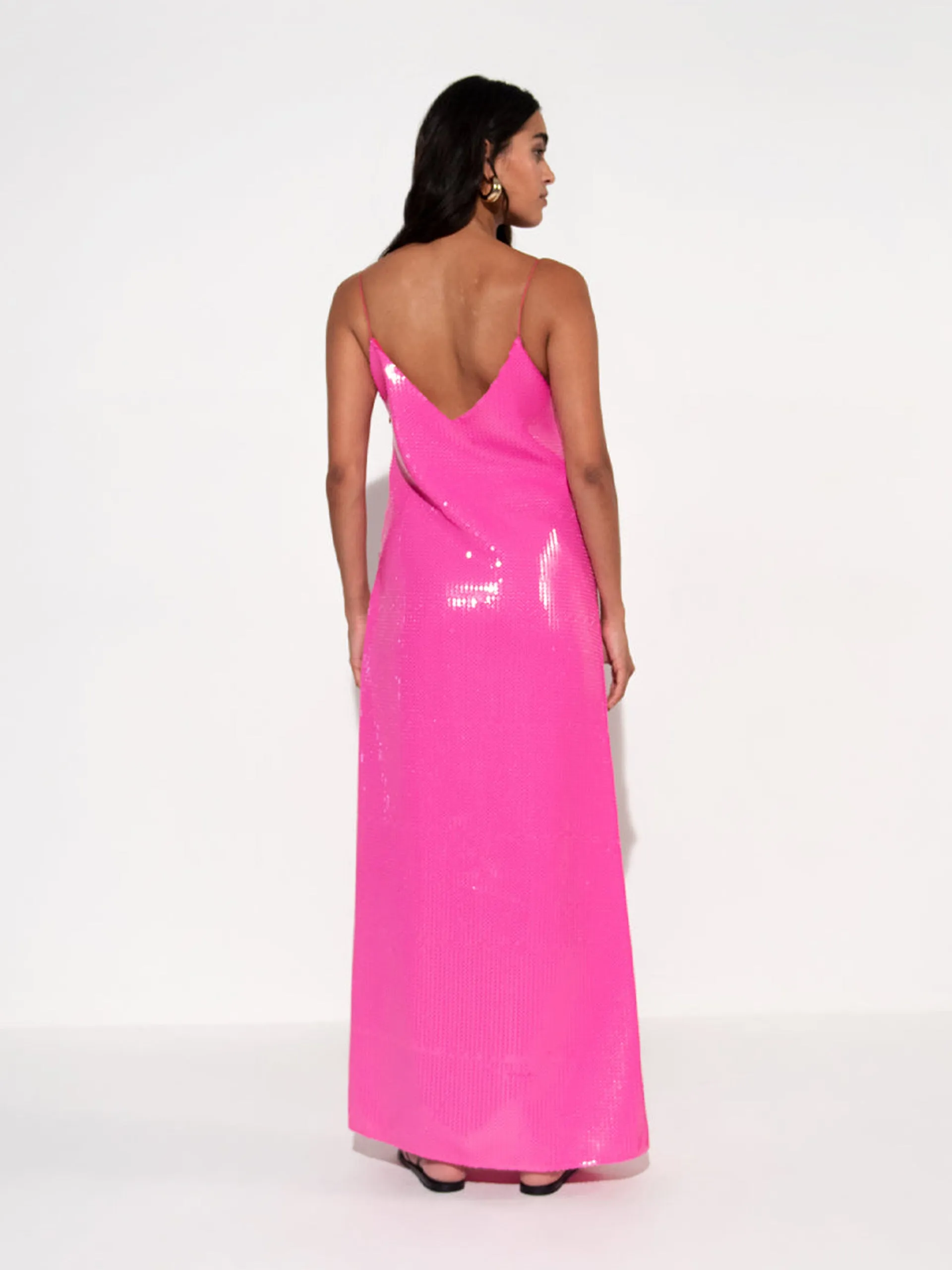 Jojo Fuschia pink sequin maxi dress