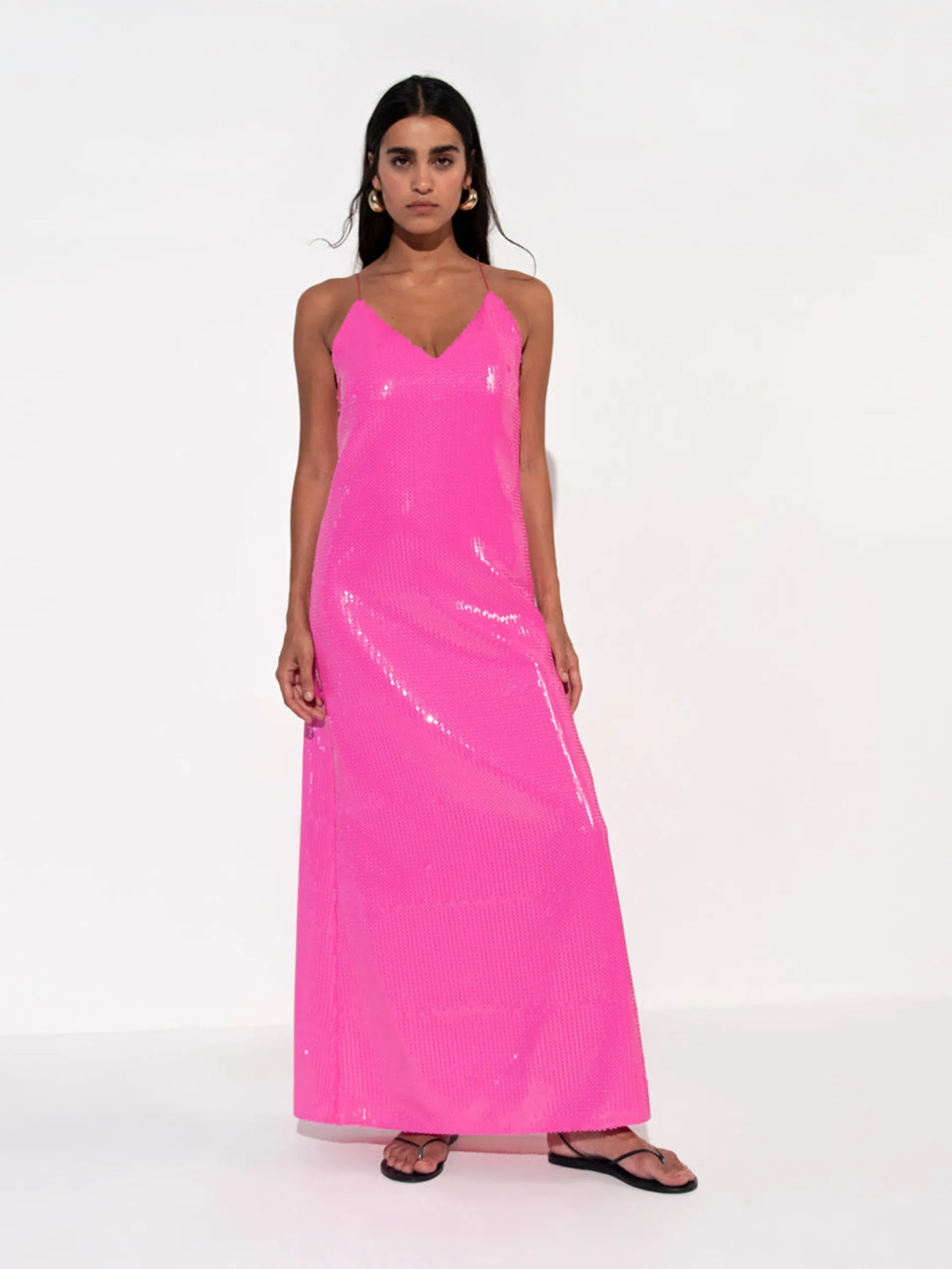 Jojo Fuschia pink sequin maxi dress