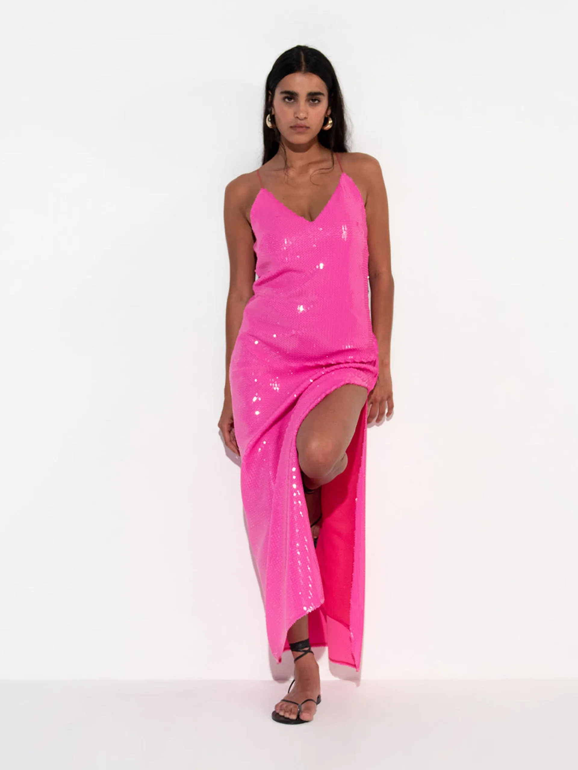 Jojo Fuschia pink sequin maxi dress