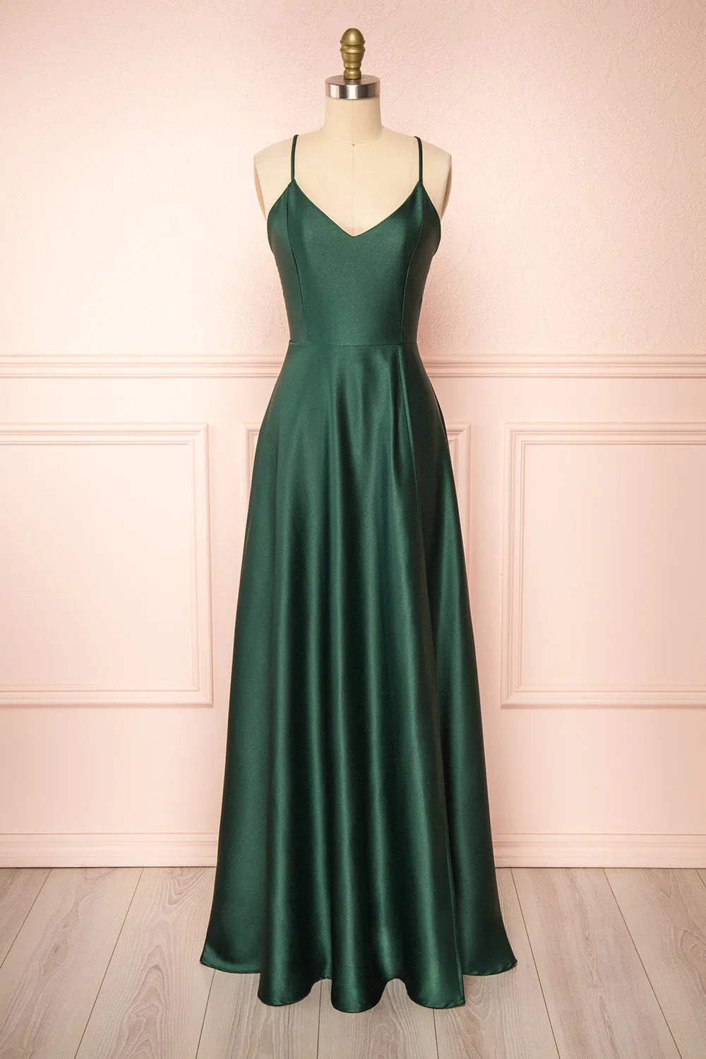 Julia Green | Satin Maxi Dress w/ High Slit