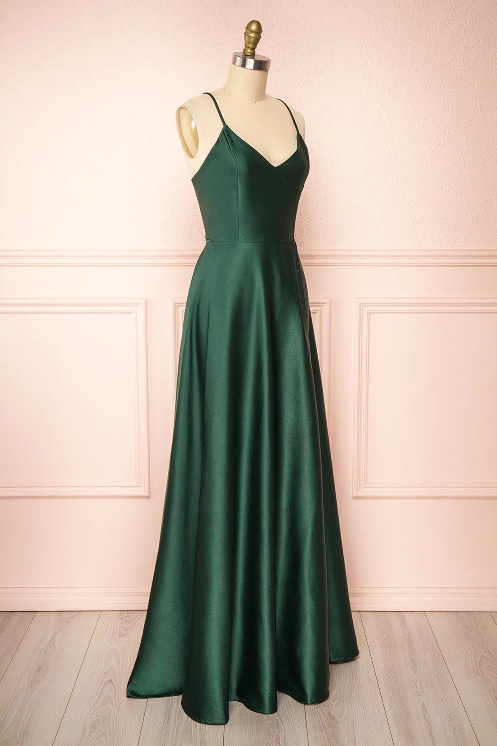 Julia Green | Satin Maxi Dress w/ High Slit