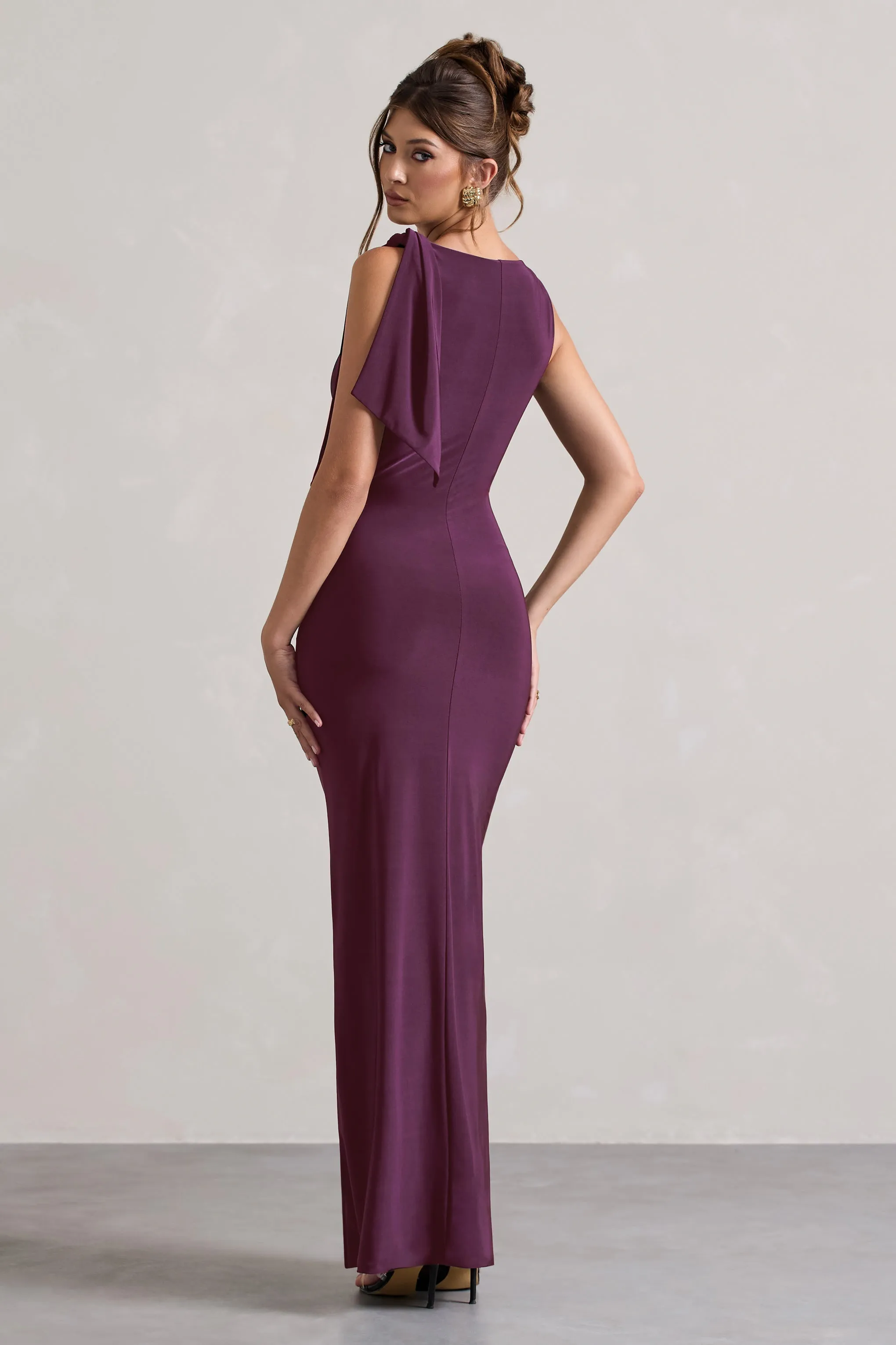 Kacey | Plum Twisted Knot Maxi Dress