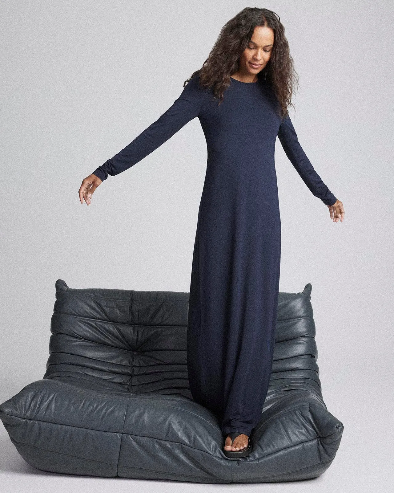 Kate Young x Splendid Silk-Modal Long Sleeve Dress