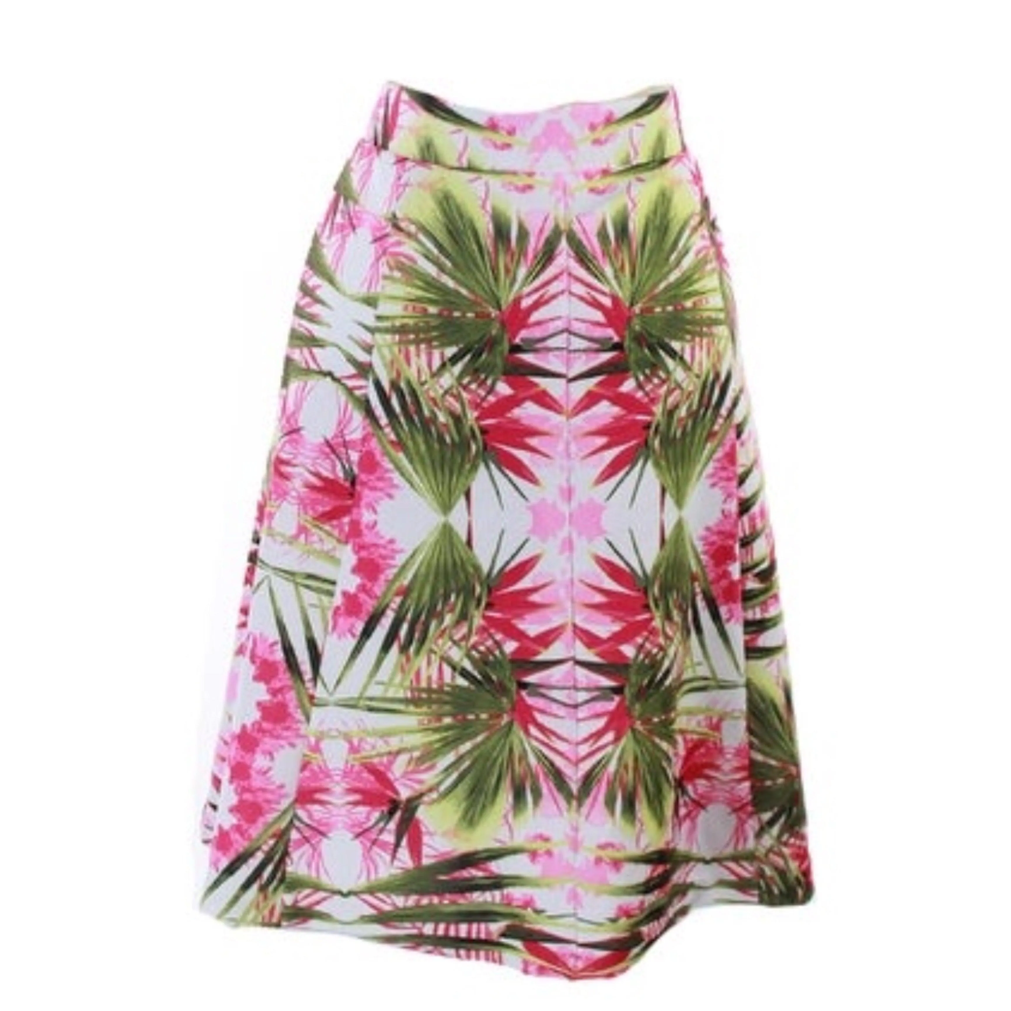 Knee Length Floral Palm Skirt Plus Sizes