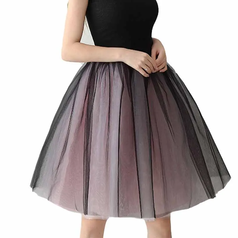 Lady's Princess Tutu Skirt Tulle Mini Short Skirt Ombre Underskirt