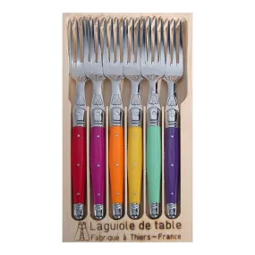 Laguiole Jean Dubost Deluxe Mixed Colour Forks Set of 6