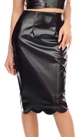 Leatherette Black Pencil Skirt