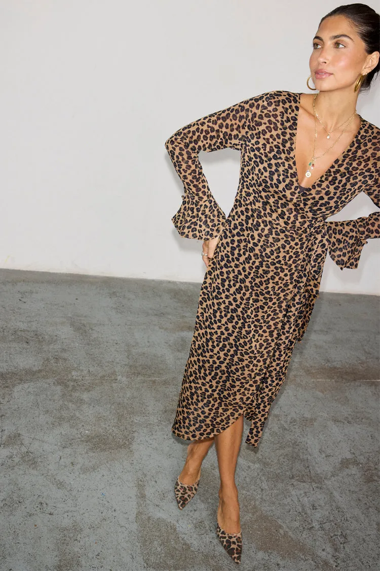 Leopard Lucia Sheer Wrap Dress