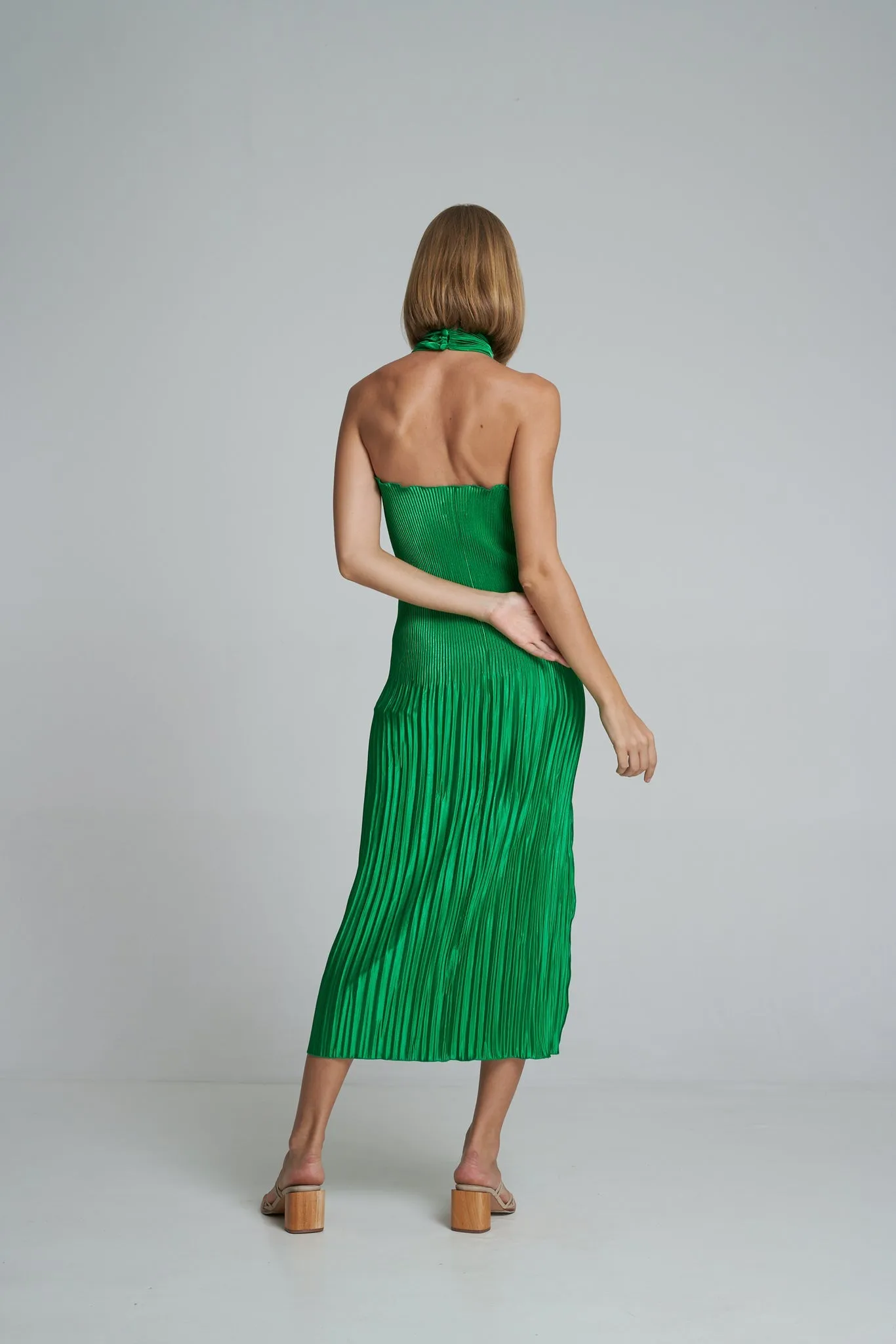 L'IDEE Woman Soiree Halter Gown Bright Green