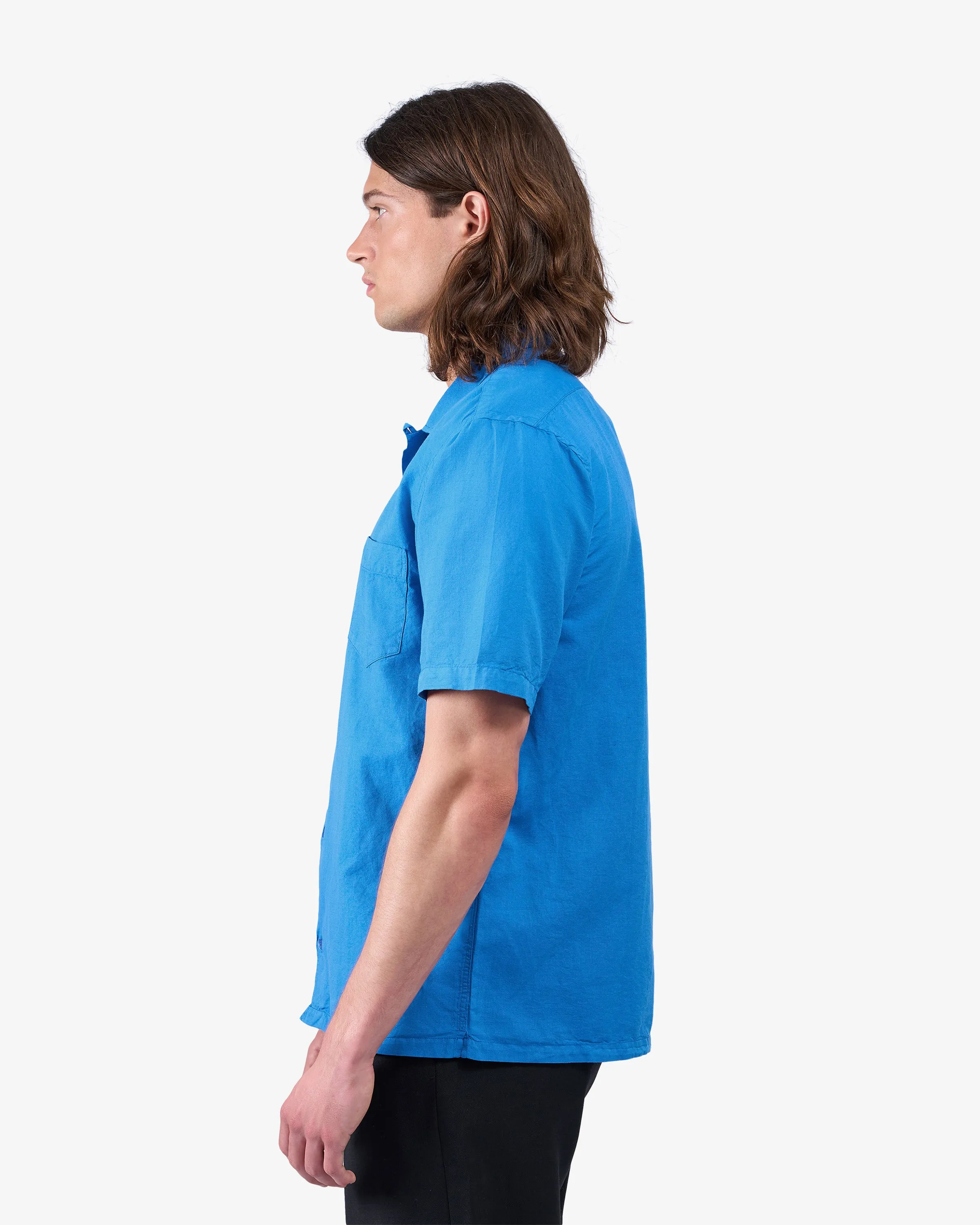 Linen Short Sleeved Shirt - Pacific Blue