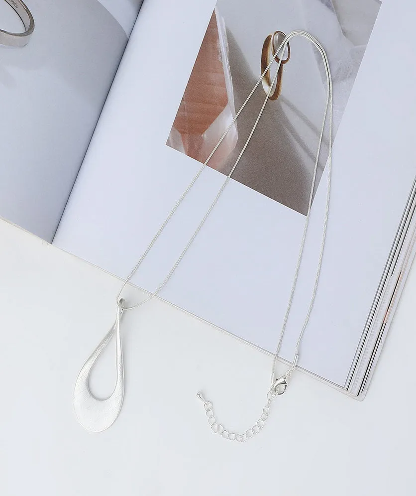 Long Sweater Necklace for Women Pendant Necklace Teardrop Shape