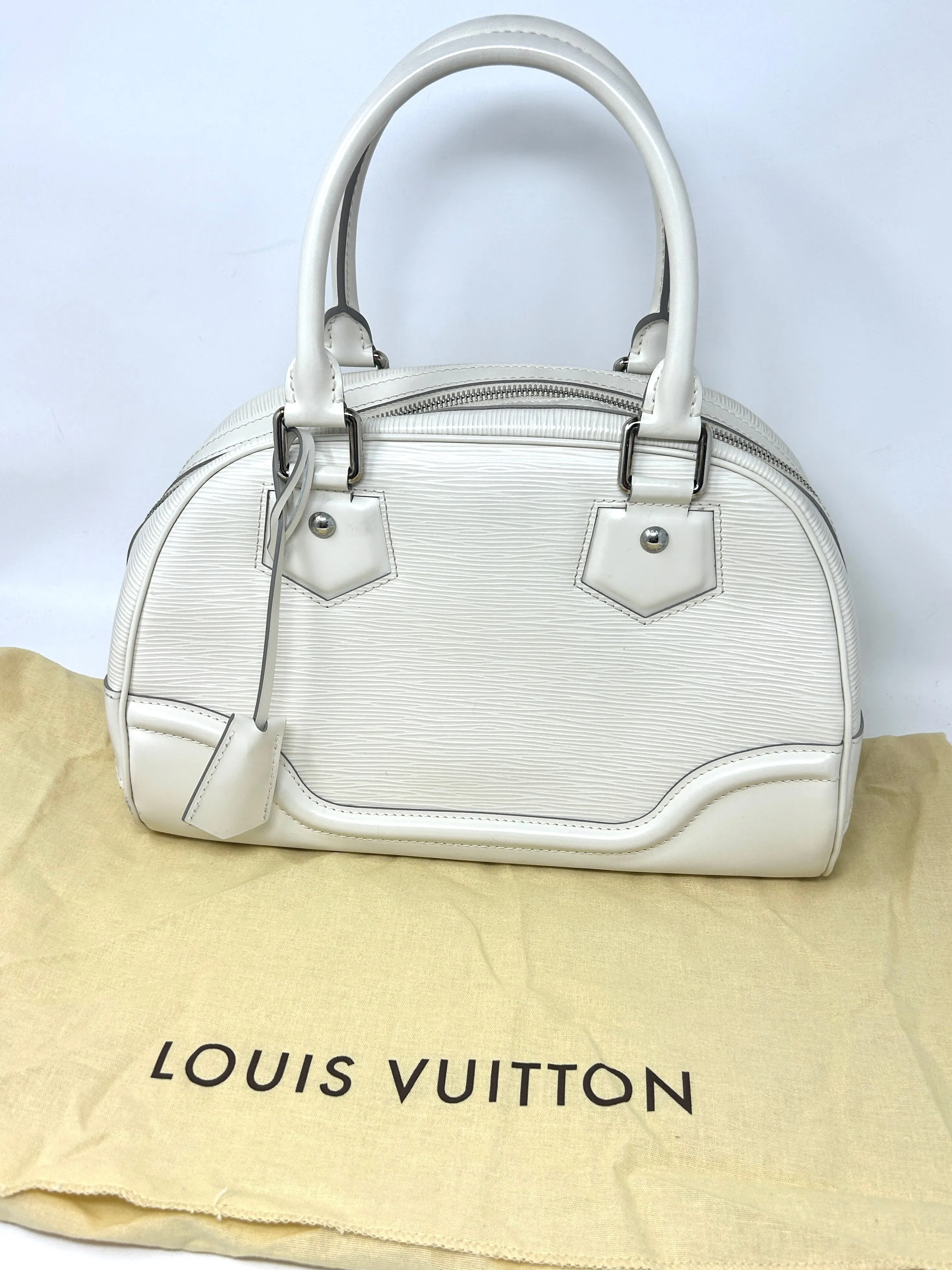 Louis Vuitton Montaigne PM Ivory Epi Leather Bowling Handbag