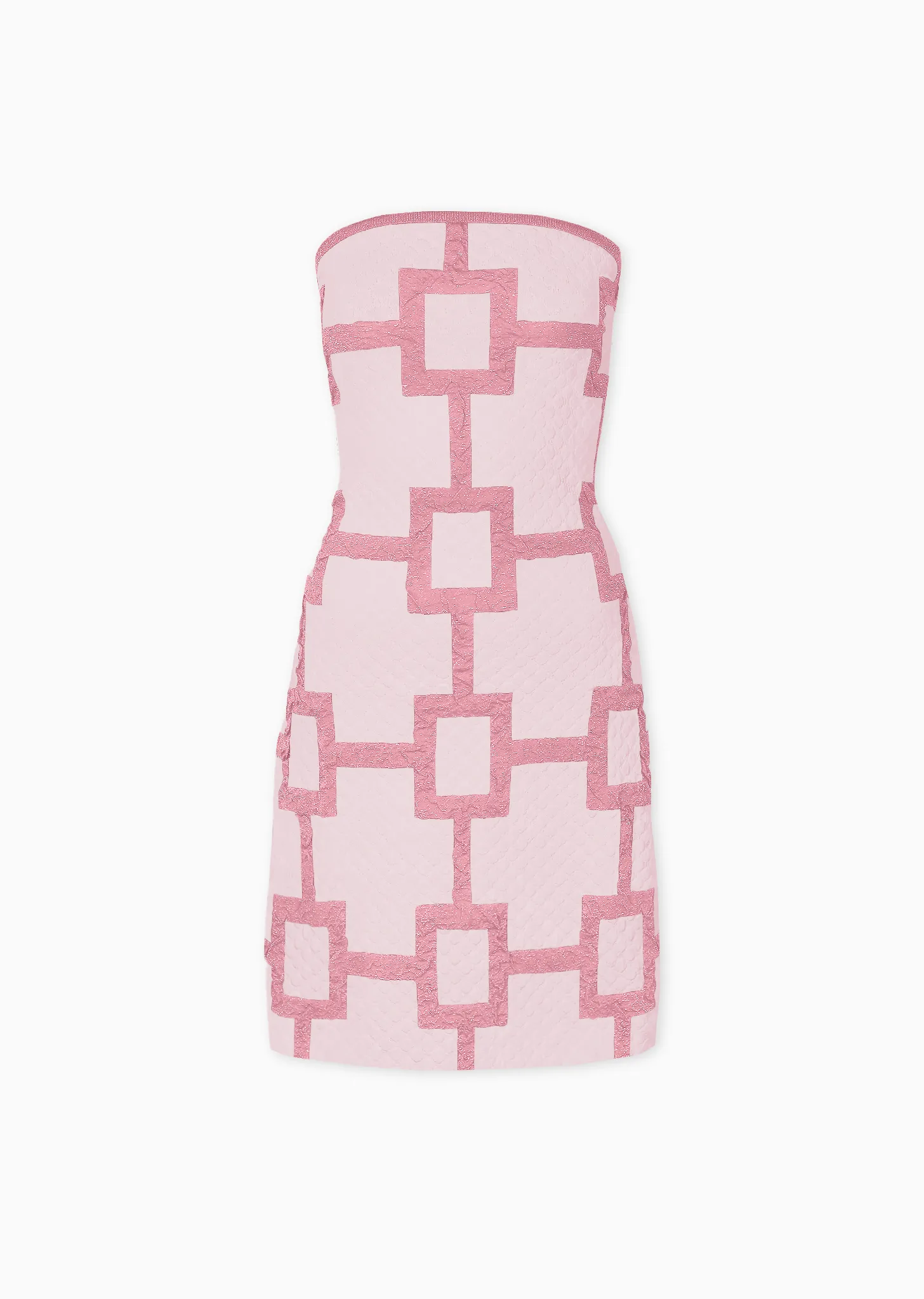 Maelee - Strapless Signature Square Pattern Cocktail Dress