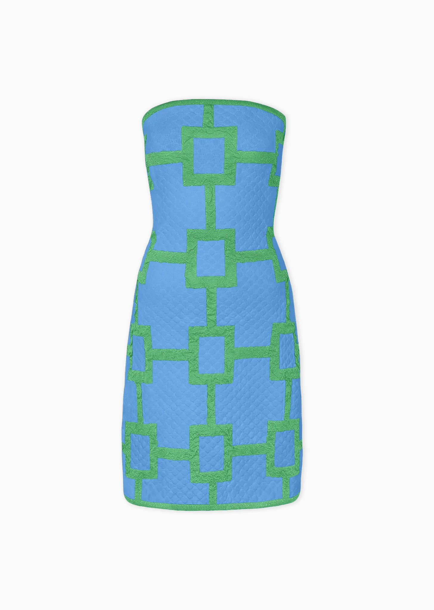 Maelee - Strapless Signature Square Pattern Cocktail Dress