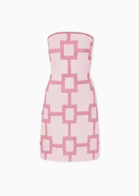 Maelee - Strapless Signature Square Pattern Cocktail Dress