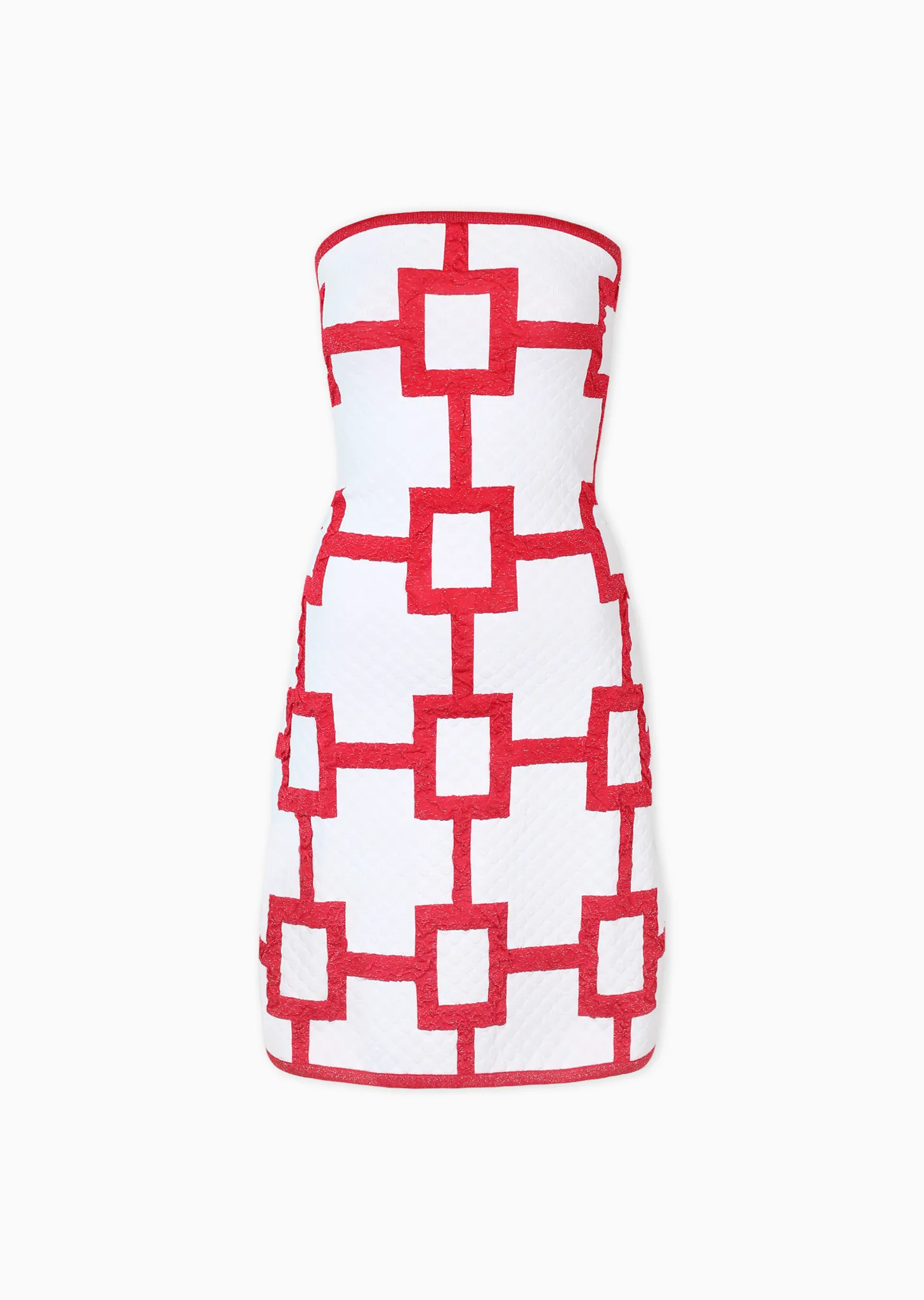 Maelee - Strapless Signature Square Pattern Cocktail Dress