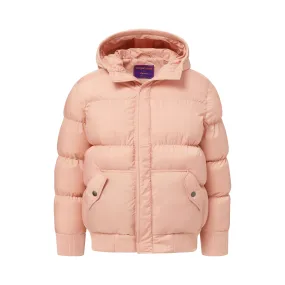 MagnaMini Kids Magnetic Front Water-Resistant Puffer Coat with Hood in Pink