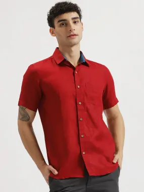 Max - Pure Linen Half Sleeve Shirt - Mud Red (Factory Rescue)