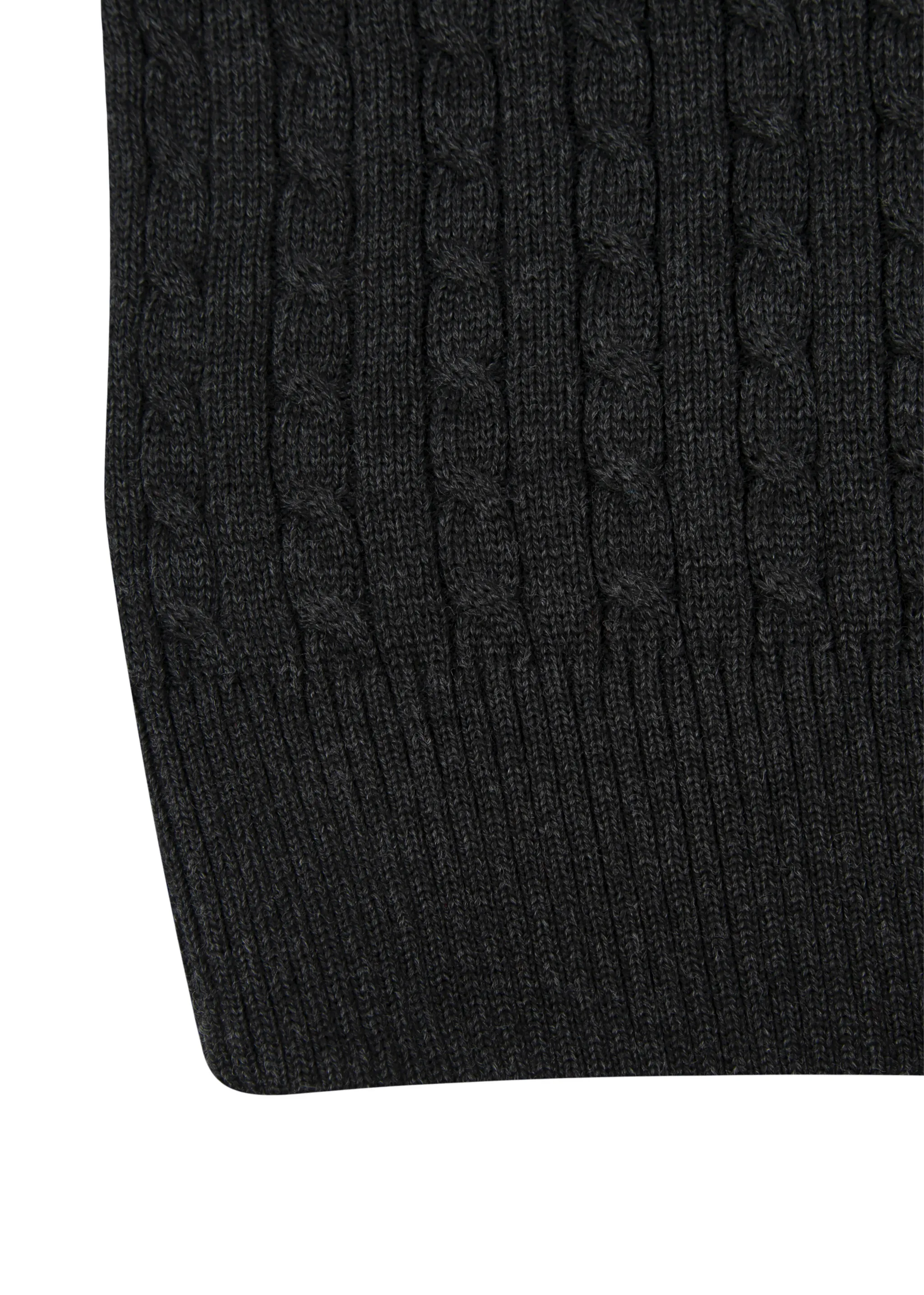 Men's Charcoal Mildura Wool Cable Knit Quarter-Zip Jumper