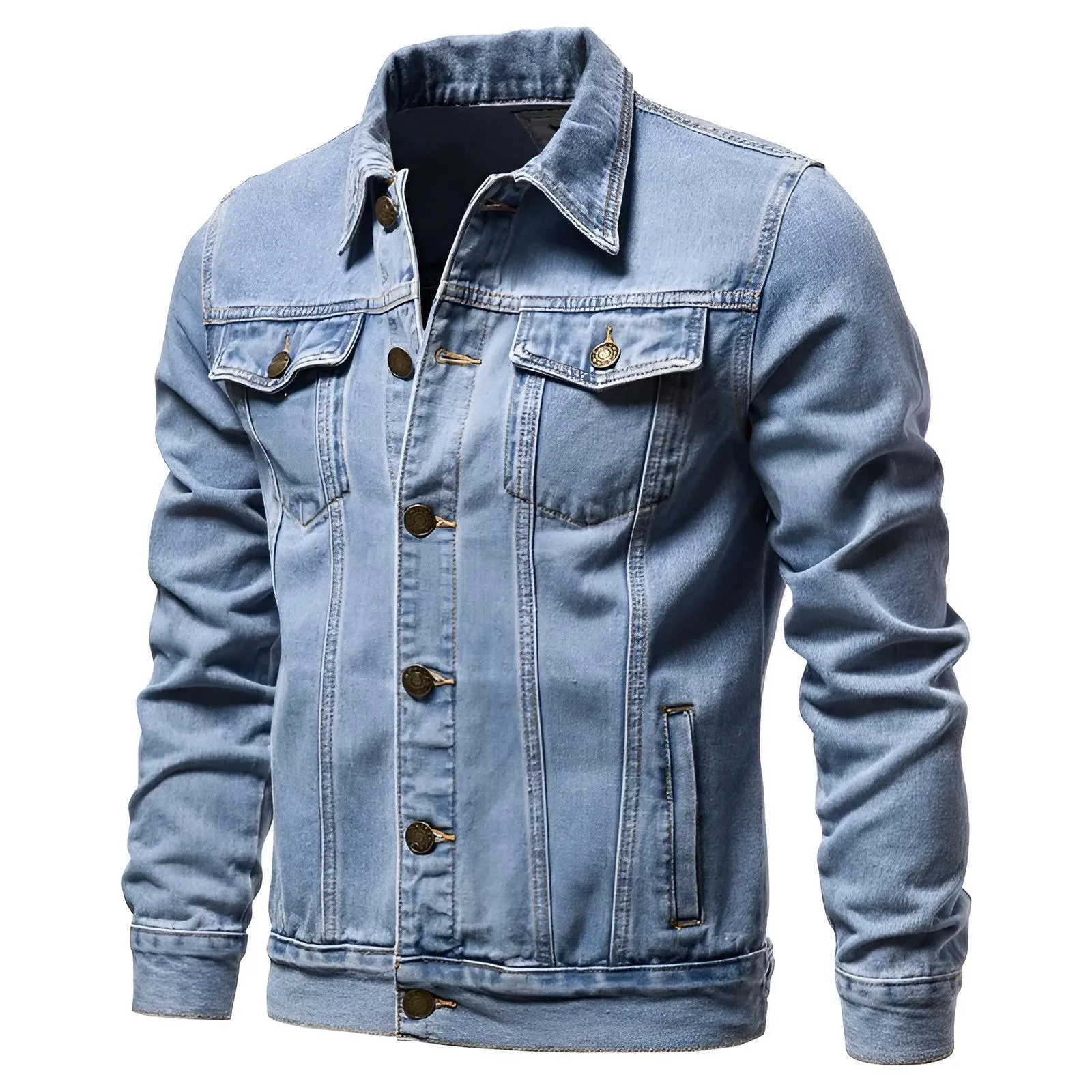 Men's Denim Jackets Motorcycle Fashion Jean Jackets Slim Fit Casual Black Blue Coats