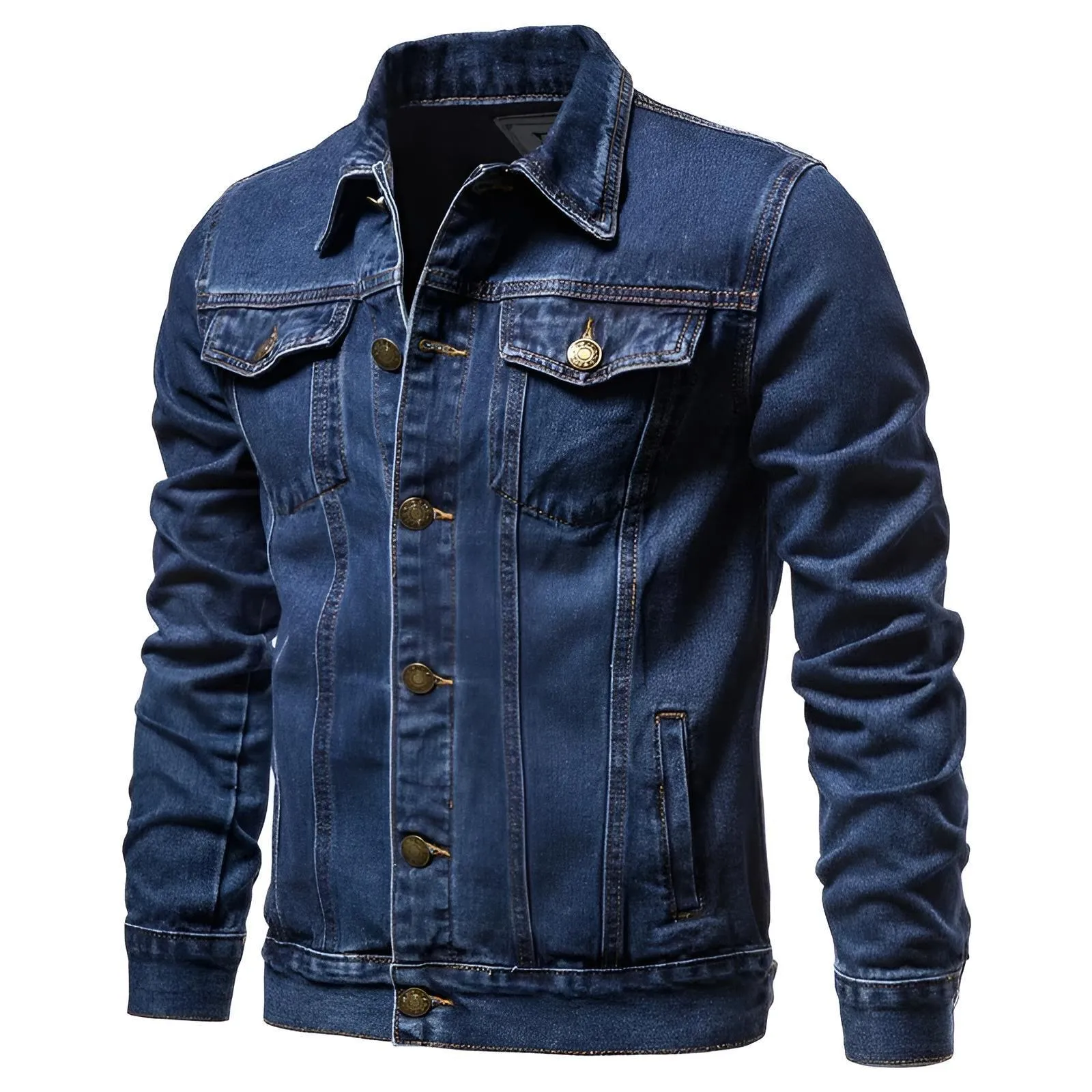 Men's Denim Jackets Motorcycle Fashion Jean Jackets Slim Fit Casual Black Blue Coats