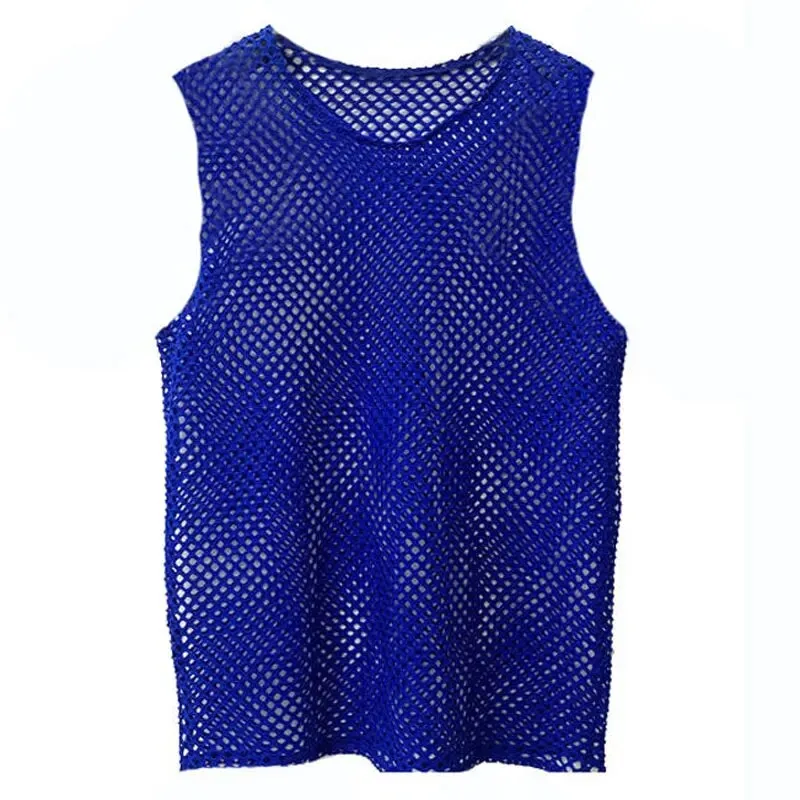 Men's Rainbow Mesh See through Fishnet T Shirt