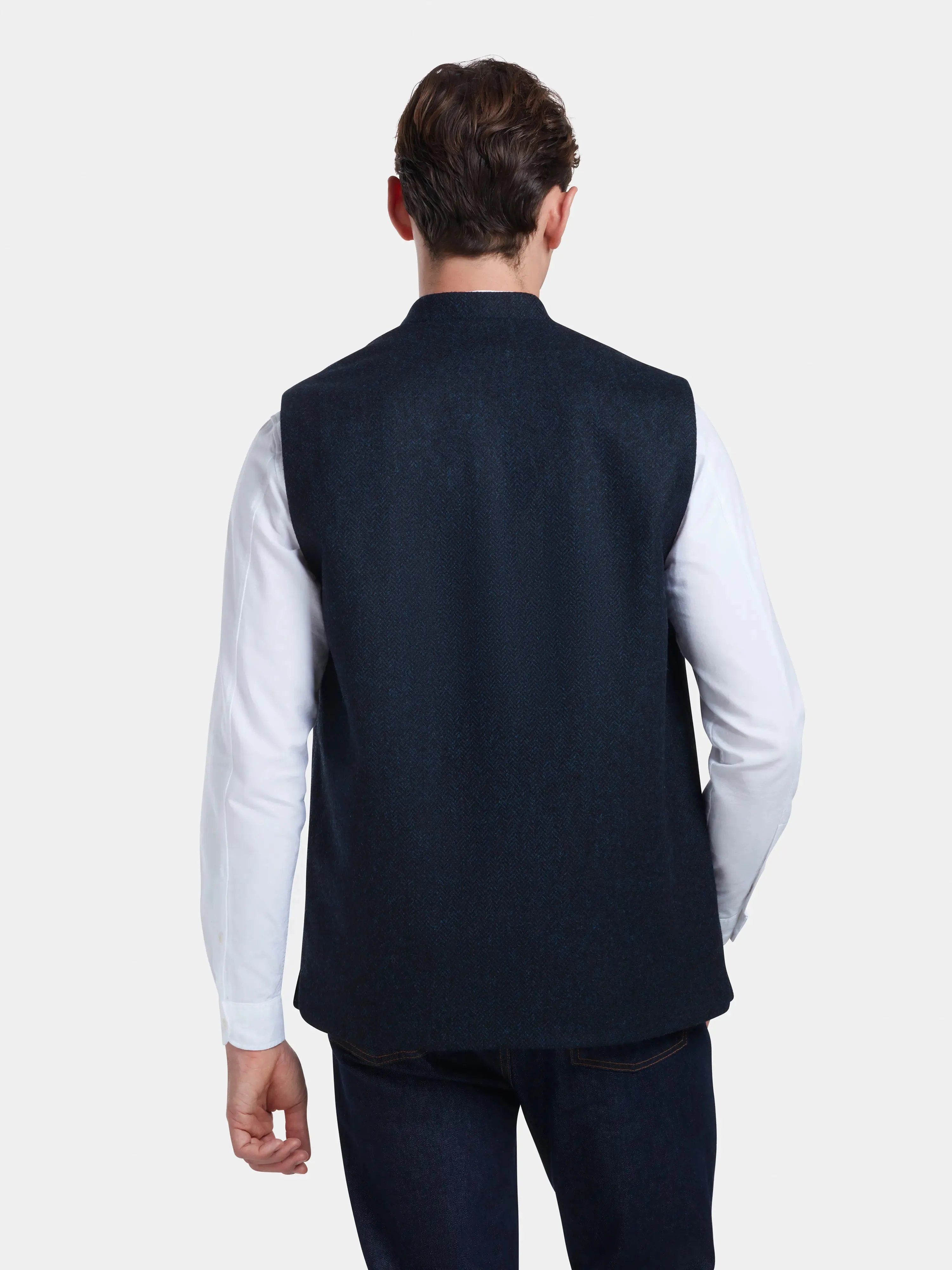 Midnight Herringbone Nehru Waistcoat