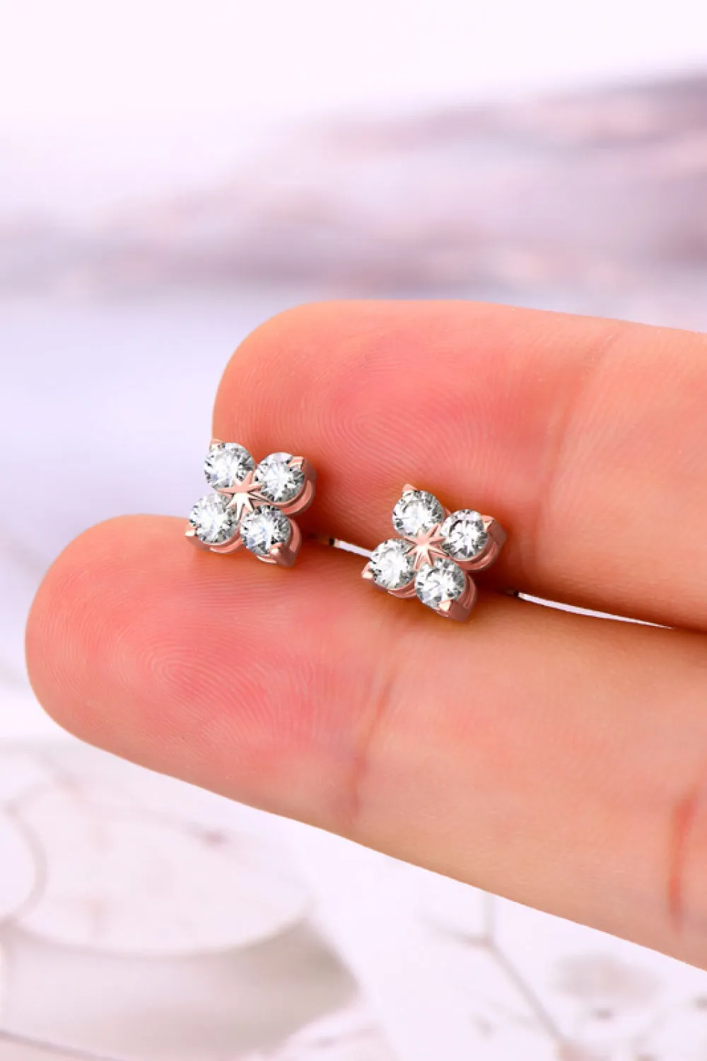 Moissanite 925 Sterling Silver Four-Leaf Clover Shape Earrings