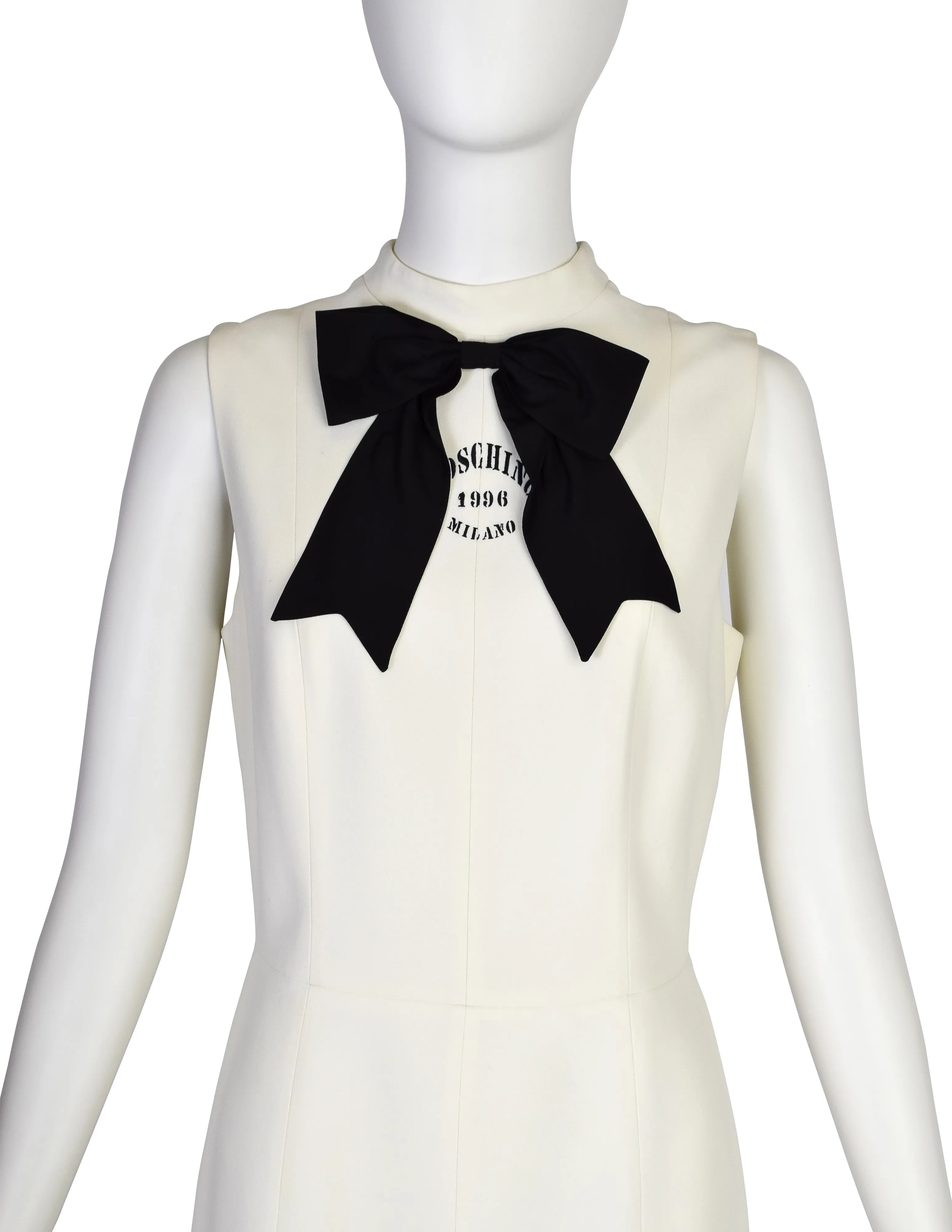 Moschino Cheap and Chic Vintage 1996 'Dress Form' Trompe L'oeil Dressmaker's Form White Black Mini Dress