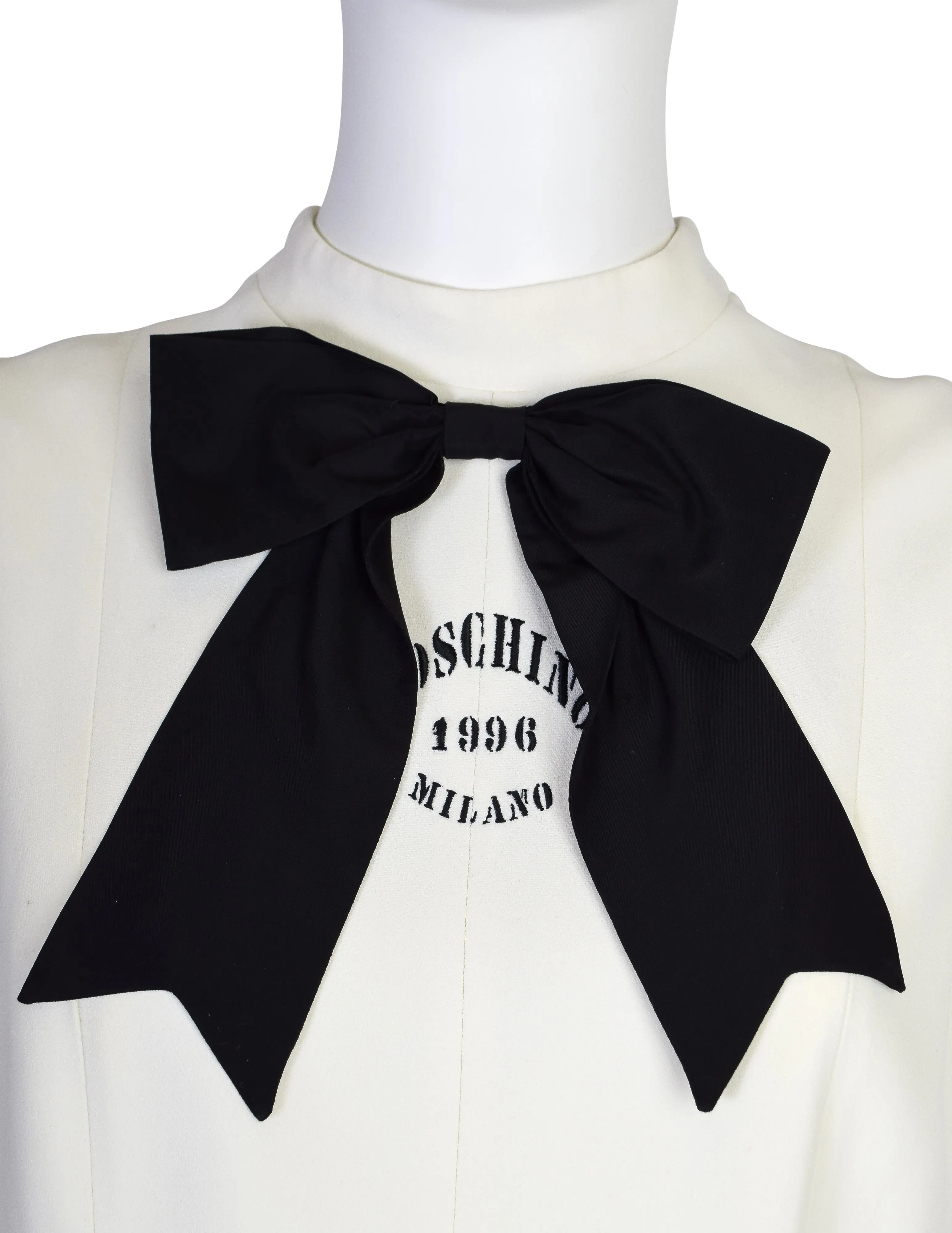 Moschino Cheap and Chic Vintage 1996 'Dress Form' Trompe L'oeil Dressmaker's Form White Black Mini Dress