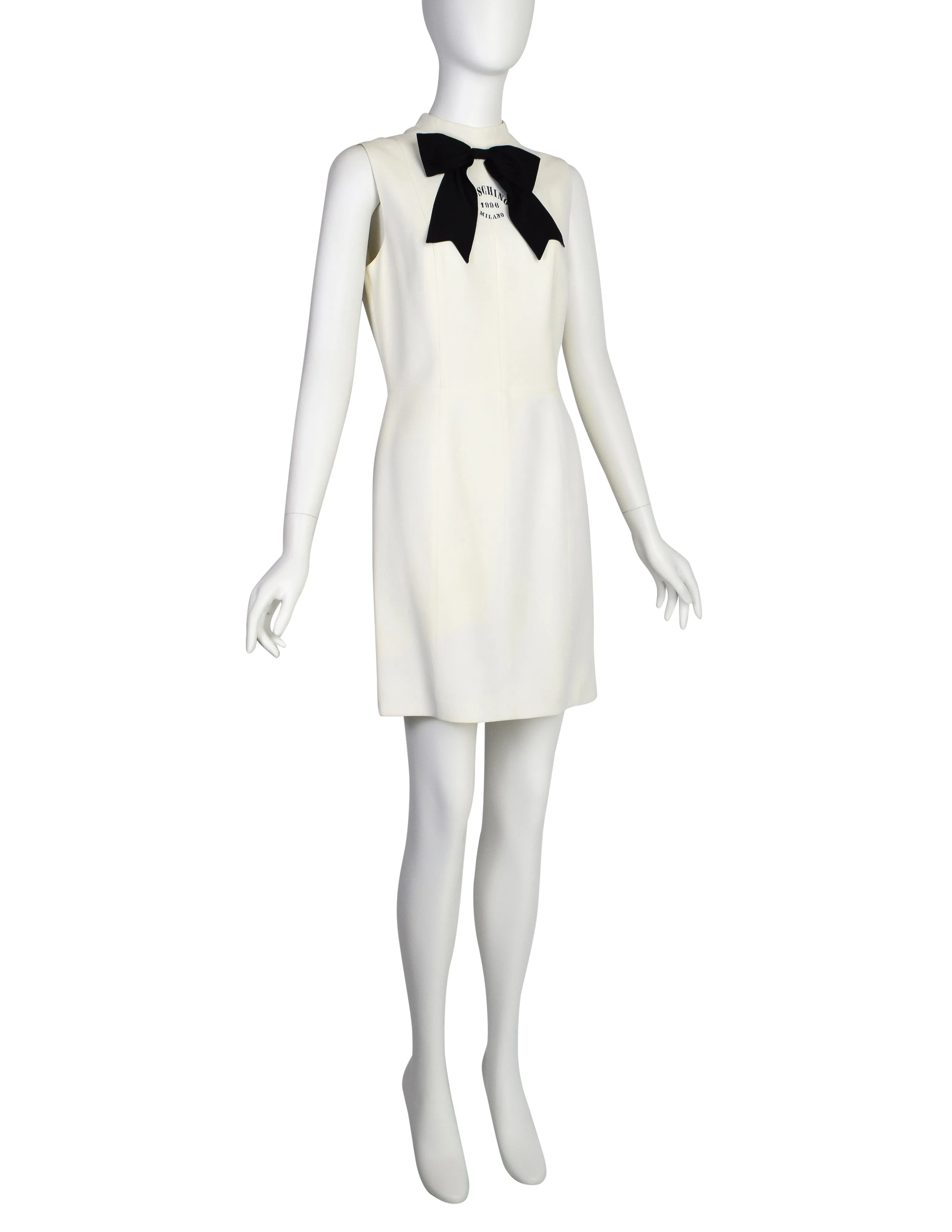 Moschino Cheap and Chic Vintage 1996 'Dress Form' Trompe L'oeil Dressmaker's Form White Black Mini Dress