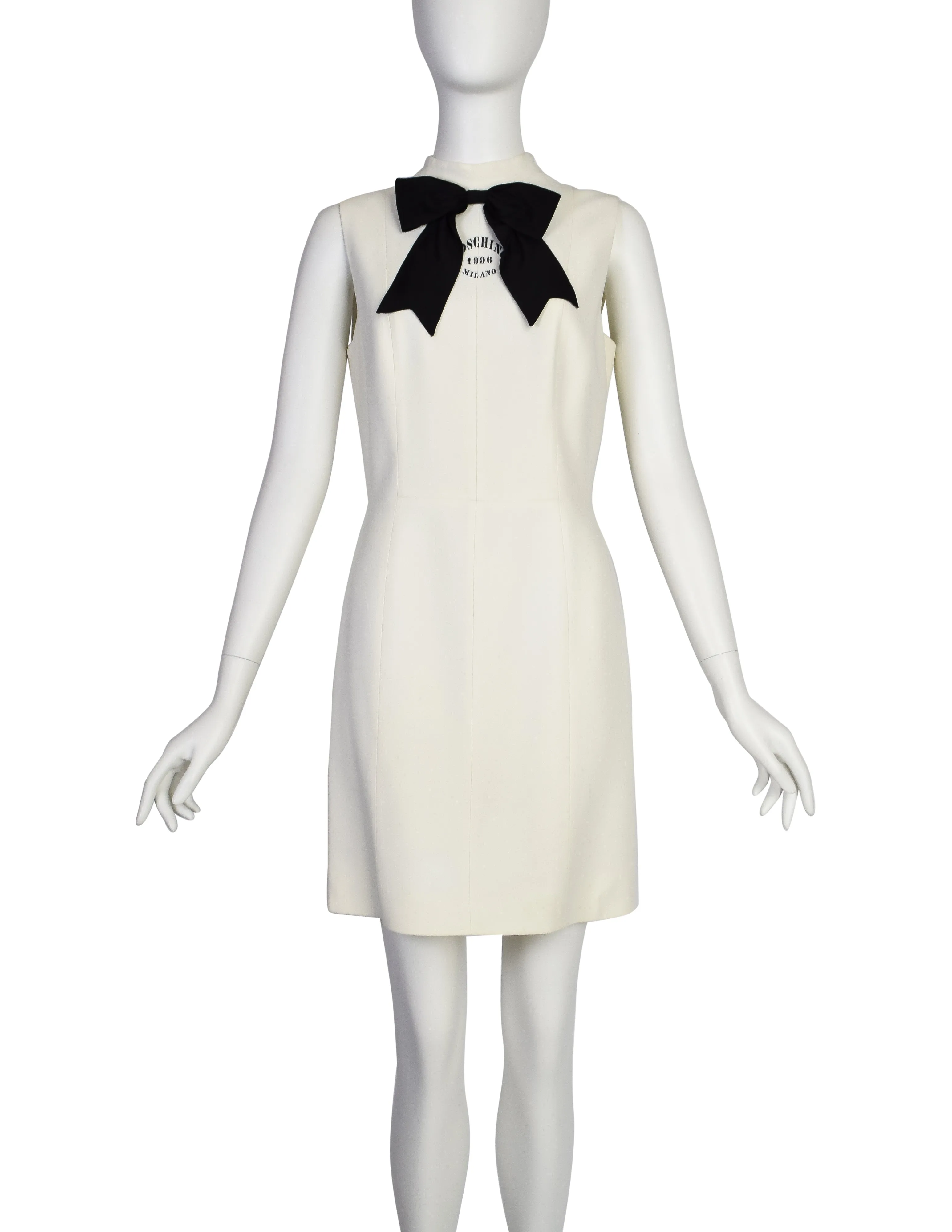 Moschino Cheap and Chic Vintage 1996 'Dress Form' Trompe L'oeil Dressmaker's Form White Black Mini Dress