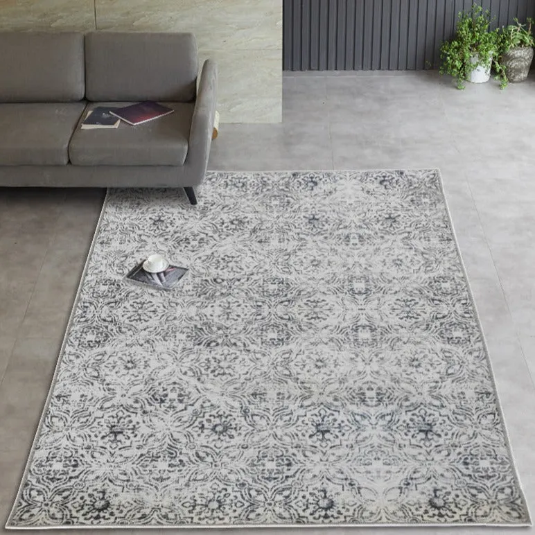 Mozaic Tiles Grey Designer Non-Slip Large Rug