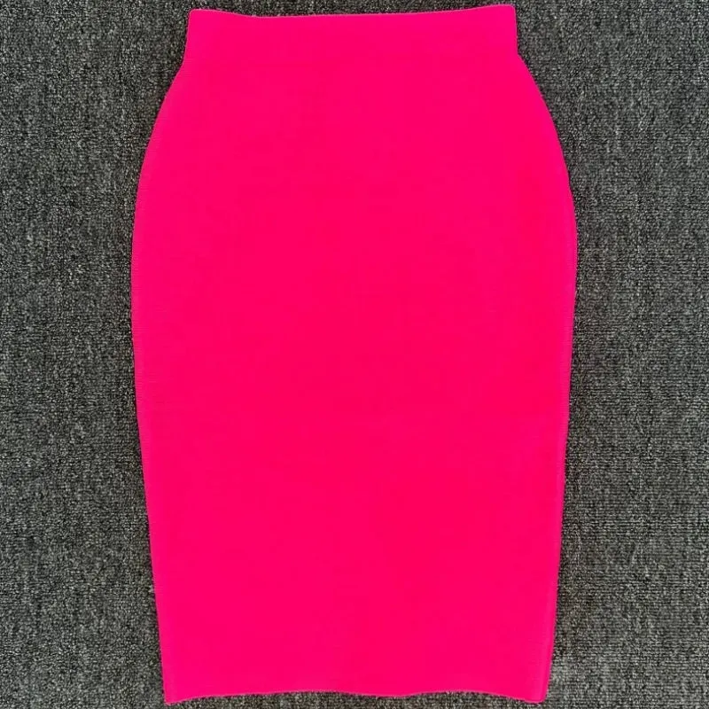 Multi-color Zipper Back Split Hem Pencil Skirts