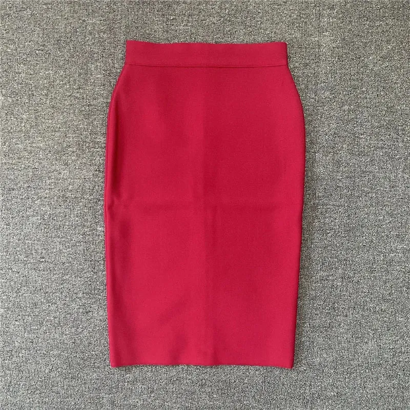 Multi-color Zipper Back Split Hem Pencil Skirts