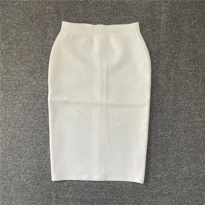 Multi-color Zipper Back Split Hem Pencil Skirts