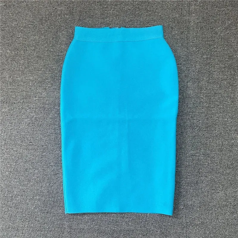 Multi-color Zipper Back Split Hem Pencil Skirts