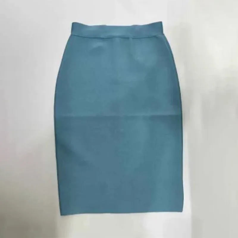 Multi-color Zipper Back Split Hem Pencil Skirts