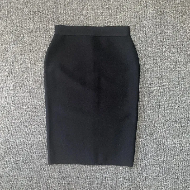 Multi-color Zipper Back Split Hem Pencil Skirts