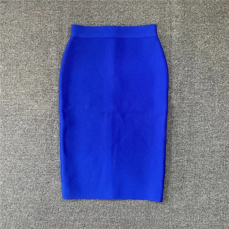 Multi-color Zipper Back Split Hem Pencil Skirts