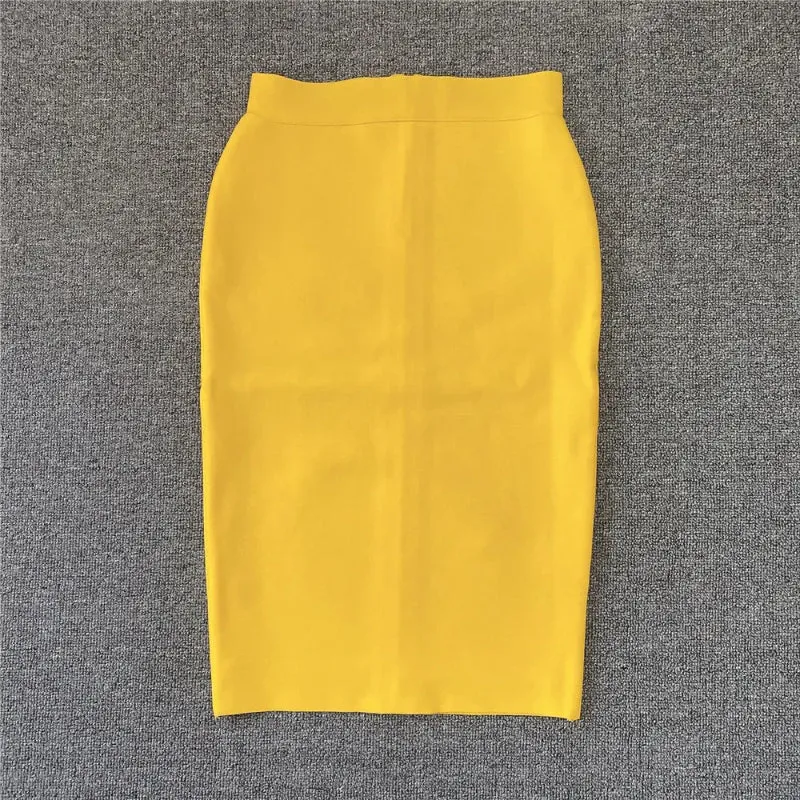 Multi-color Zipper Back Split Hem Pencil Skirts