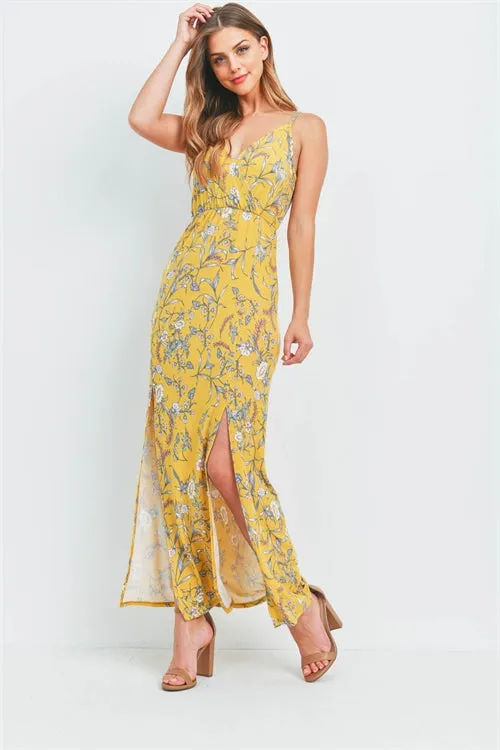 Mustard Yellow Floral Maxi Dress